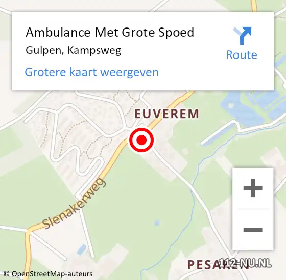 Locatie op kaart van de 112 melding: Ambulance Met Grote Spoed Naar Gulpen, Kampsweg op 24 oktober 2014 20:17