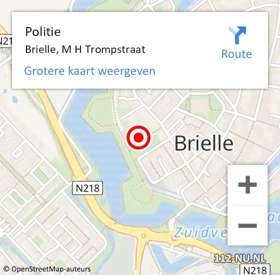 Locatie op kaart van de 112 melding: Politie Brielle, M H Trompstraat op 27 oktober 2024 00:11