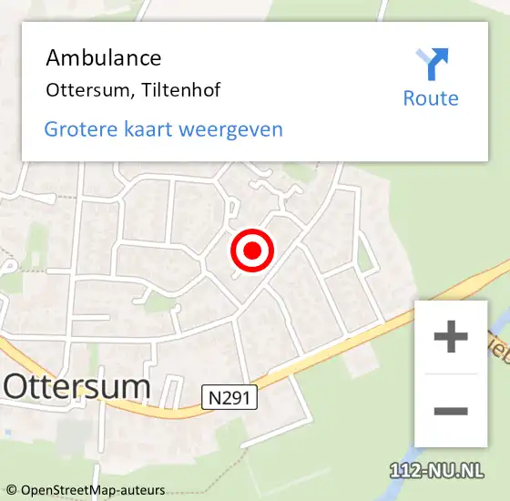 Locatie op kaart van de 112 melding: Ambulance Ottersum, Tiltenhof op 24 oktober 2014 20:18