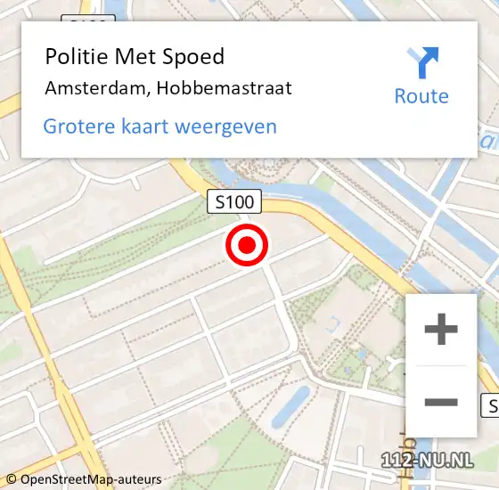 Locatie op kaart van de 112 melding: Politie Met Spoed Naar Amsterdam, Hobbemastraat op 27 oktober 2024 00:25