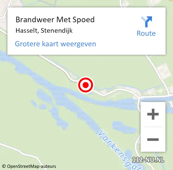 Locatie op kaart van de 112 melding: Brandweer Met Spoed Naar Hasselt, Stenendijk op 27 oktober 2024 00:48