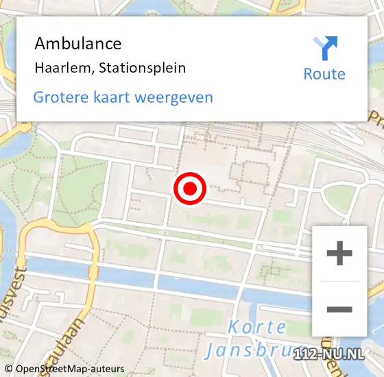 Locatie op kaart van de 112 melding: Ambulance Haarlem, Stationsplein op 27 oktober 2024 00:50