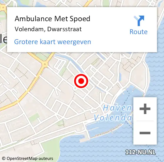 Locatie op kaart van de 112 melding: Ambulance Met Spoed Naar Volendam, Dwarsstraat op 27 oktober 2024 01:01