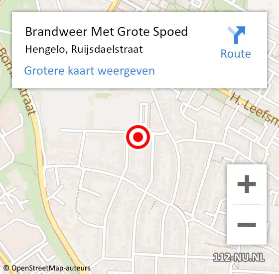 Locatie op kaart van de 112 melding: Brandweer Met Grote Spoed Naar Hengelo, Ruijsdaelstraat op 27 oktober 2024 01:21