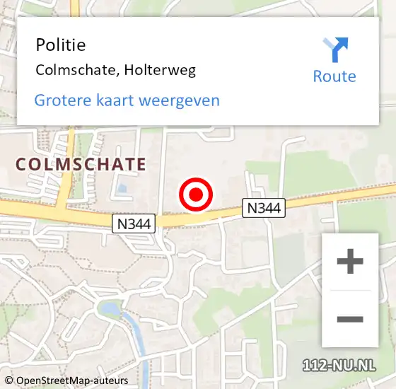 Locatie op kaart van de 112 melding: Politie Colmschate, Holterweg op 27 oktober 2024 01:29