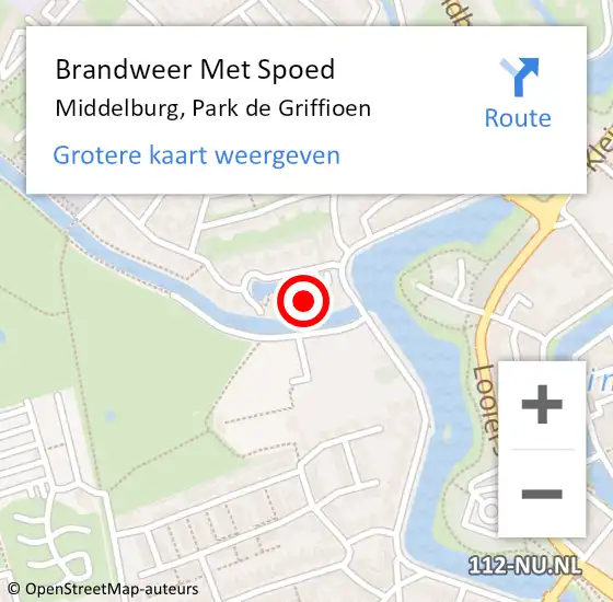 Locatie op kaart van de 112 melding: Brandweer Met Spoed Naar Middelburg, Park de Griffioen op 27 oktober 2024 01:40