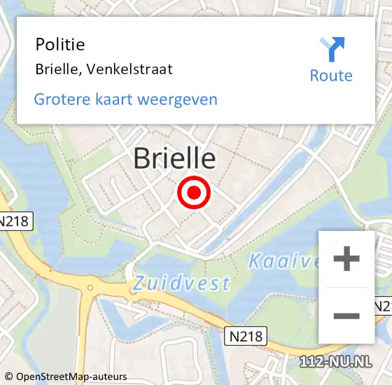 Locatie op kaart van de 112 melding: Politie Brielle, Venkelstraat op 27 oktober 2024 01:44