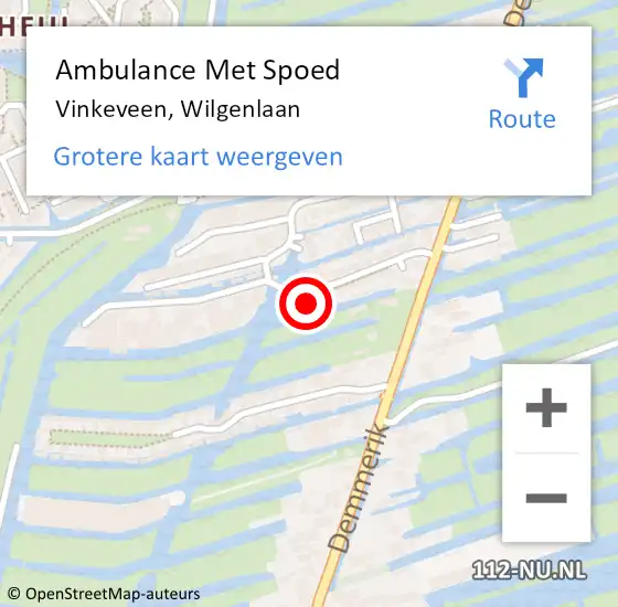 Locatie op kaart van de 112 melding: Ambulance Met Spoed Naar Vinkeveen, Wilgenlaan op 27 oktober 2024 01:47