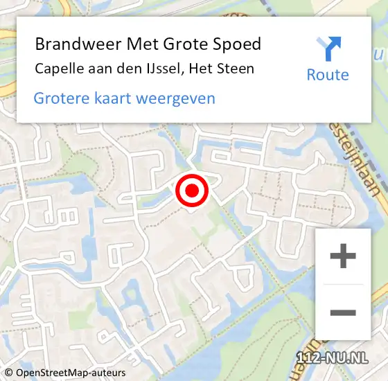 Locatie op kaart van de 112 melding: Brandweer Met Grote Spoed Naar Capelle aan den IJssel, Het Steen op 27 oktober 2024 01:54