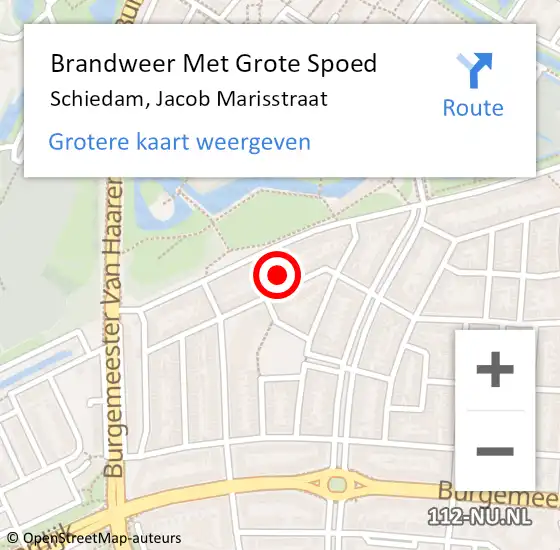 Locatie op kaart van de 112 melding: Brandweer Met Grote Spoed Naar Schiedam, Jacob Marisstraat op 27 oktober 2024 01:56