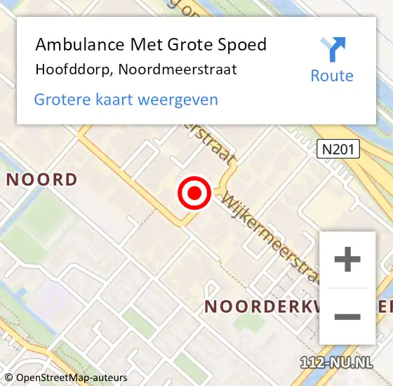 Locatie op kaart van de 112 melding: Ambulance Met Grote Spoed Naar Hoofddorp, Noordmeerstraat op 27 oktober 2024 02:08