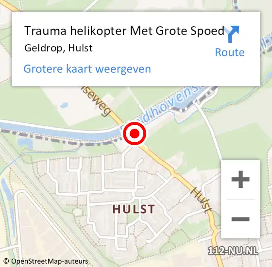 Locatie op kaart van de 112 melding: Trauma helikopter Met Grote Spoed Naar Geldrop, Hulst op 27 oktober 2024 02:09