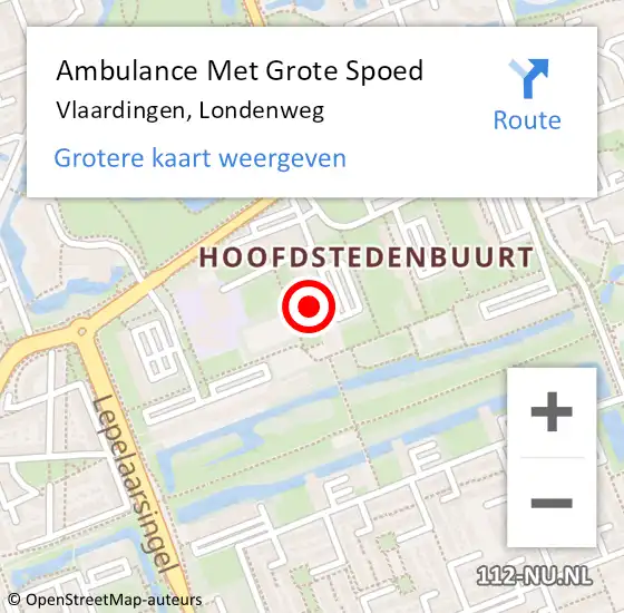 Locatie op kaart van de 112 melding: Ambulance Met Grote Spoed Naar Vlaardingen, Londenweg op 27 oktober 2024 02:32