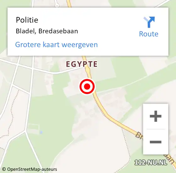 Locatie op kaart van de 112 melding: Politie Bladel, Bredasebaan op 27 oktober 2024 02:41