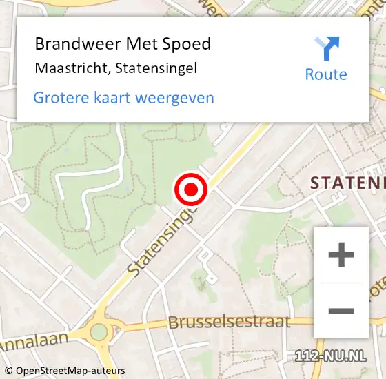 Locatie op kaart van de 112 melding: Brandweer Met Spoed Naar Maastricht, Statensingel op 27 oktober 2024 02:07