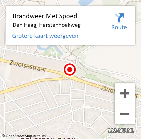 Locatie op kaart van de 112 melding: Brandweer Met Spoed Naar Den Haag, Harstenhoekweg op 27 oktober 2024 02:20