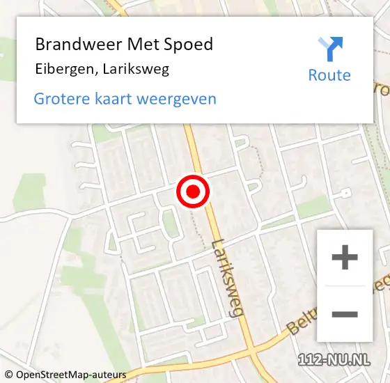 Locatie op kaart van de 112 melding: Brandweer Met Spoed Naar Eibergen, Lariksweg op 27 oktober 2024 02:31