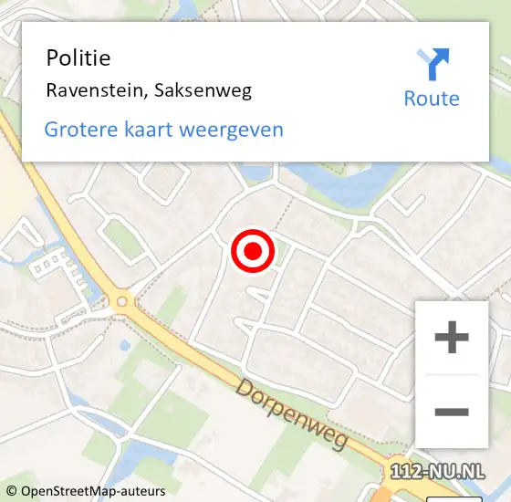 Locatie op kaart van de 112 melding: Politie Ravenstein, Saksenweg op 27 oktober 2024 02:37