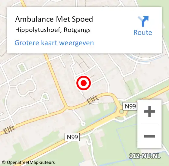 Locatie op kaart van de 112 melding: Ambulance Met Spoed Naar Hippolytushoef, Rotgangs op 27 oktober 2024 03:38