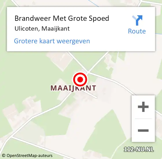 Locatie op kaart van de 112 melding: Brandweer Met Grote Spoed Naar Ulicoten, Maaijkant op 27 oktober 2024 04:10