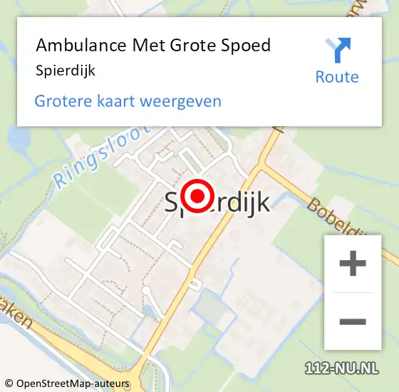 Locatie op kaart van de 112 melding: Ambulance Met Grote Spoed Naar Spierdijk op 27 oktober 2024 05:00