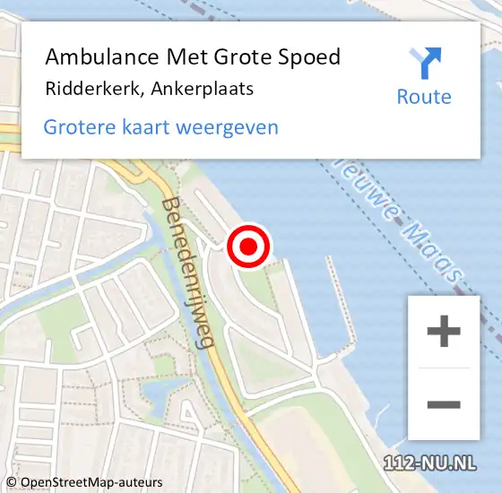 Locatie op kaart van de 112 melding: Ambulance Met Grote Spoed Naar Ridderkerk, Ankerplaats op 27 oktober 2024 05:33