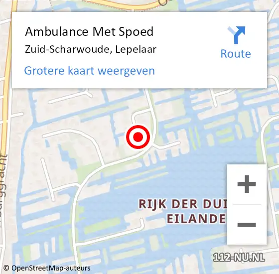 Locatie op kaart van de 112 melding: Ambulance Met Spoed Naar Zuid-Scharwoude, Lepelaar op 27 oktober 2024 06:39