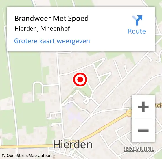 Locatie op kaart van de 112 melding: Brandweer Met Spoed Naar Hierden, Mheenhof op 27 oktober 2024 06:50