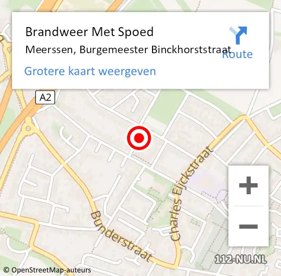 Locatie op kaart van de 112 melding: Brandweer Met Spoed Naar Meerssen, Burgemeester Binckhorststraat op 27 oktober 2024 07:57