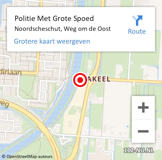 Locatie op kaart van de 112 melding: Politie Met Grote Spoed Naar Noordscheschut, Weg om de Oost op 27 oktober 2024 08:29