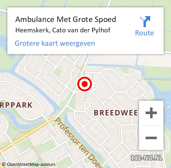 Locatie op kaart van de 112 melding: Ambulance Met Grote Spoed Naar Heemskerk, Cato van der Pylhof op 27 oktober 2024 08:32