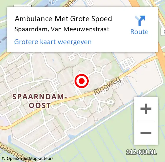 Locatie op kaart van de 112 melding: Ambulance Met Grote Spoed Naar Spaarndam, Van Meeuwenstraat op 27 oktober 2024 09:16