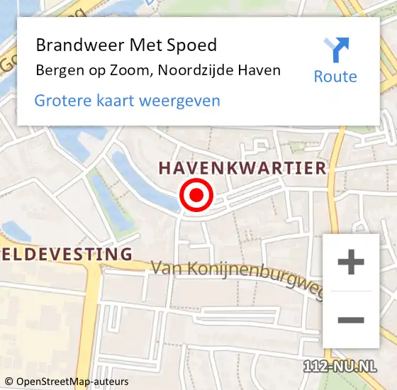 Locatie op kaart van de 112 melding: Brandweer Met Spoed Naar Bergen op Zoom, Noordzijde Haven op 27 oktober 2024 09:22