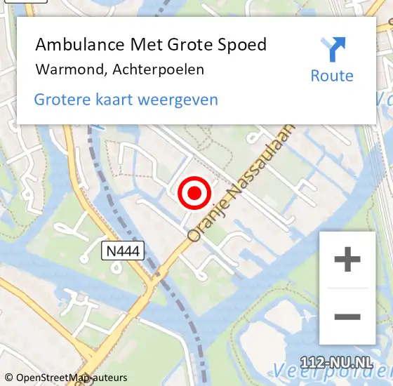 Locatie op kaart van de 112 melding: Ambulance Met Grote Spoed Naar Warmond, Achterpoelen op 27 oktober 2024 09:30