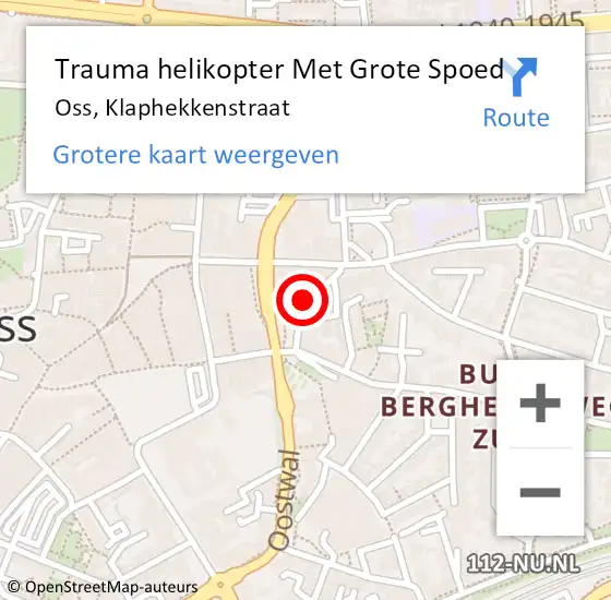 Locatie op kaart van de 112 melding: Trauma helikopter Met Grote Spoed Naar Oss, Klaphekkenstraat op 27 oktober 2024 09:33