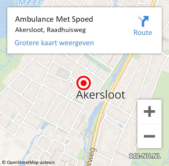 Locatie op kaart van de 112 melding: Ambulance Met Spoed Naar Akersloot, Raadhuisweg op 27 oktober 2024 10:25