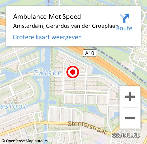 Locatie op kaart van de 112 melding: Ambulance Met Spoed Naar Amsterdam, Gerardus van der Groeplaan op 27 oktober 2024 10:32