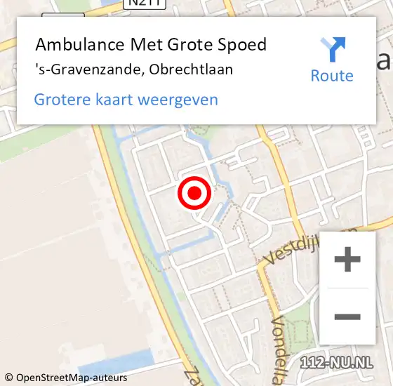 Locatie op kaart van de 112 melding: Ambulance Met Grote Spoed Naar 's-Gravenzande, Obrechtlaan op 27 oktober 2024 10:38