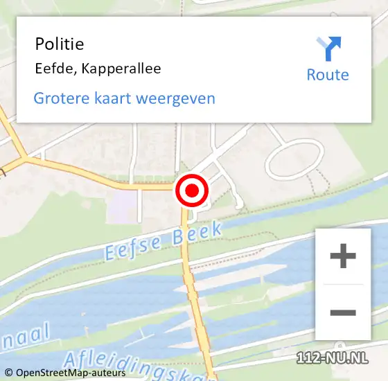 Locatie op kaart van de 112 melding: Politie Eefde, Kapperallee op 27 oktober 2024 10:45