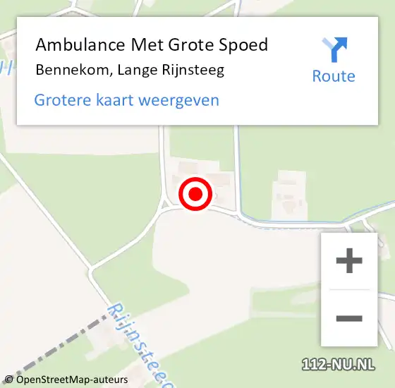 Locatie op kaart van de 112 melding: Ambulance Met Grote Spoed Naar Bennekom, Lange Rijnsteeg op 24 oktober 2014 21:13