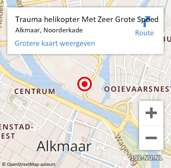 Locatie op kaart van de 112 melding: Trauma helikopter Met Zeer Grote Spoed Naar Alkmaar, Noorderkade op 27 oktober 2024 10:53