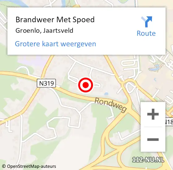 Locatie op kaart van de 112 melding: Brandweer Met Spoed Naar Groenlo, Jaartsveld op 27 oktober 2024 11:10