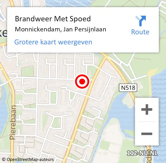 Locatie op kaart van de 112 melding: Brandweer Met Spoed Naar Monnickendam, Jan Persijnlaan op 27 oktober 2024 11:37