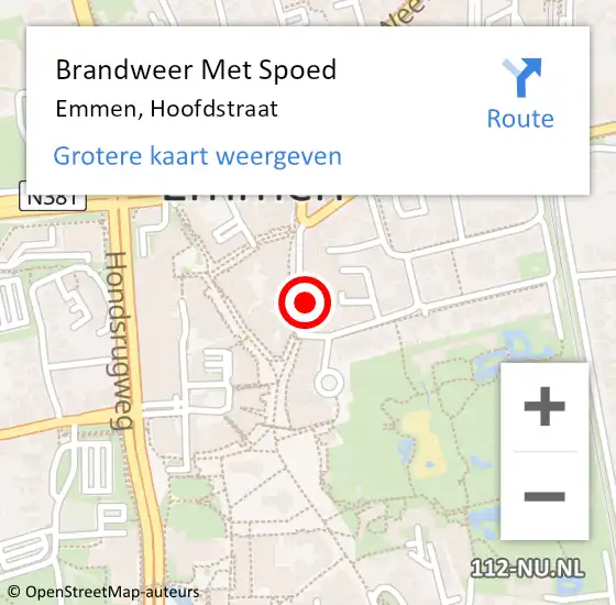 Locatie op kaart van de 112 melding: Brandweer Met Spoed Naar Emmen, Hoofdstraat op 27 oktober 2024 11:38