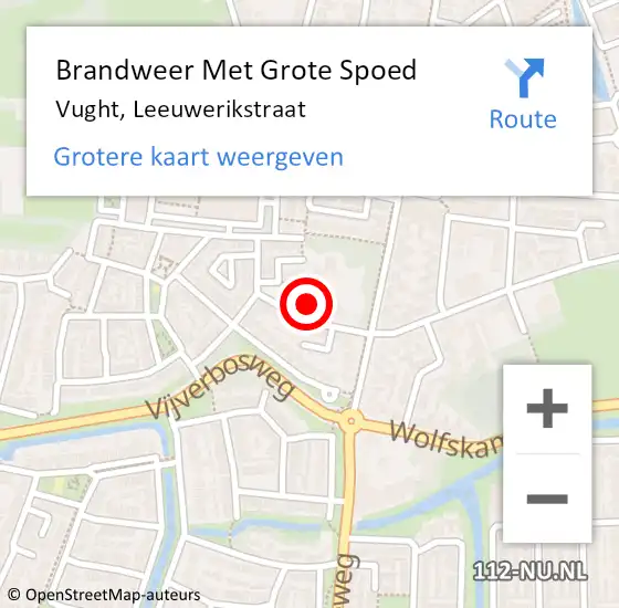 Locatie op kaart van de 112 melding: Brandweer Met Grote Spoed Naar Vught, Leeuwerikstraat op 27 oktober 2024 11:40