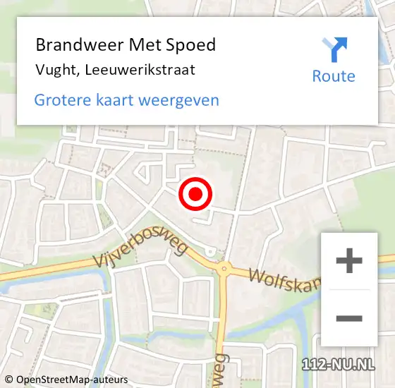 Locatie op kaart van de 112 melding: Brandweer Met Spoed Naar Vught, Leeuwerikstraat op 27 oktober 2024 11:44