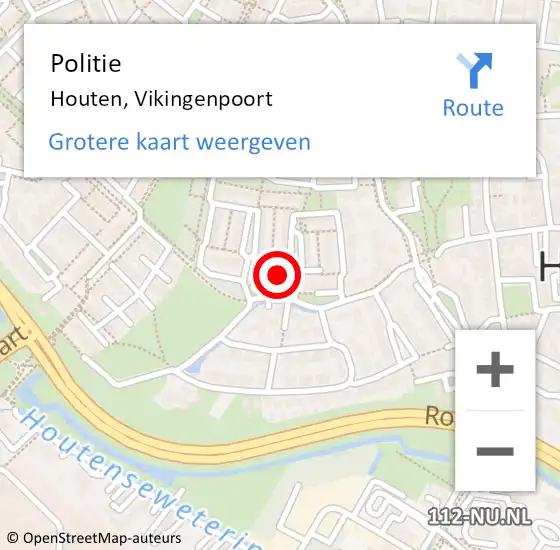 Locatie op kaart van de 112 melding: Politie Houten, Vikingenpoort op 27 oktober 2024 11:45