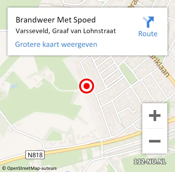 Locatie op kaart van de 112 melding: Brandweer Met Spoed Naar Varsseveld, Graaf van Lohnstraat op 27 oktober 2024 11:49