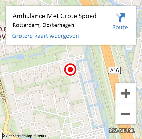 Locatie op kaart van de 112 melding: Ambulance Met Grote Spoed Naar Rotterdam, Oosterhagen op 27 oktober 2024 11:59