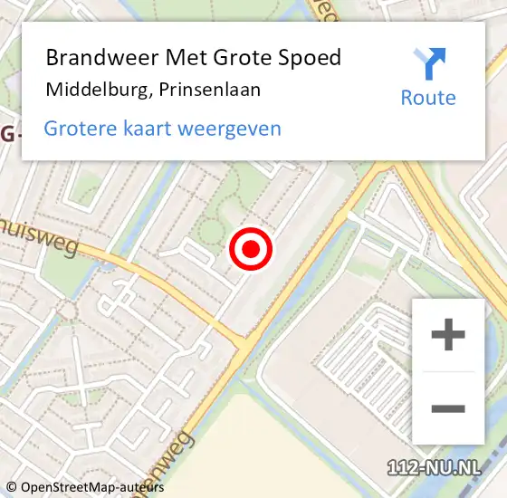 Locatie op kaart van de 112 melding: Brandweer Met Grote Spoed Naar Middelburg, Prinsenlaan op 27 oktober 2024 12:04